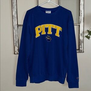 Pittsburgh Panthers Blue Champion Crewneck Sweatshirt Medium Pitt